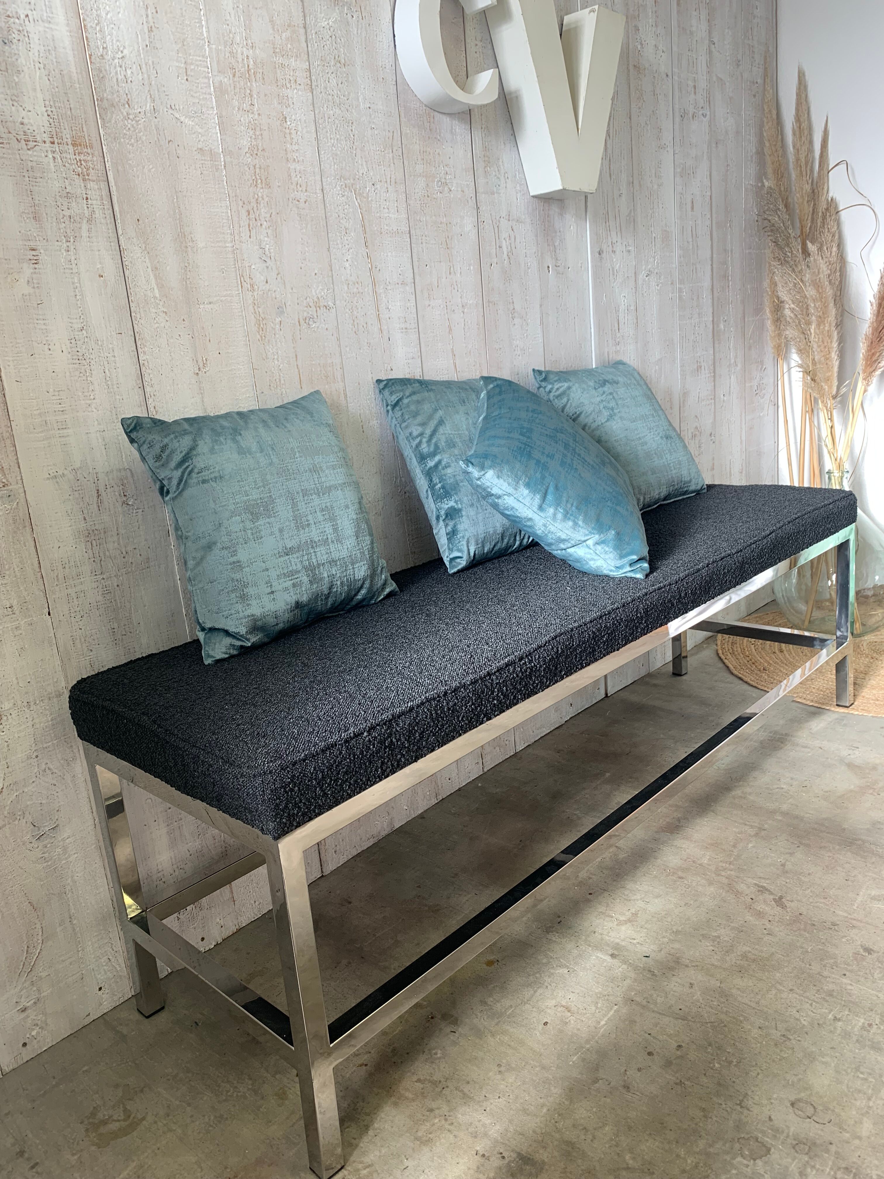 Stainless steel bench 70's