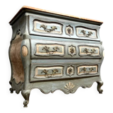 Louis XV Tombeau chest of drawers, fully curved in patinated wood