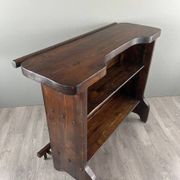 Rustic Carved Wooden Bar with Stools and Wine Chest, 20th Century