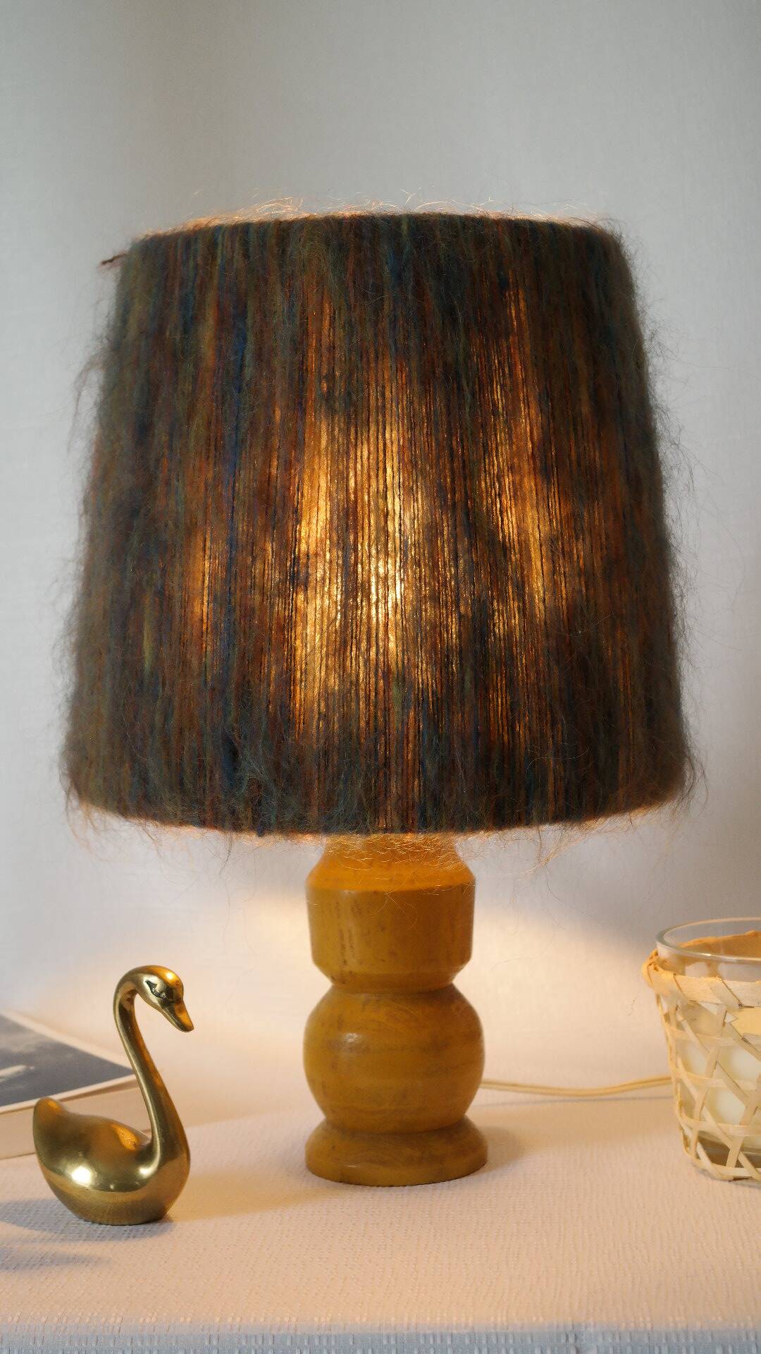 Vintage handmade wool hat lamp