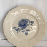 Set of 11 Digoin flat plates, blue rose patterns