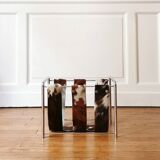 Magazine holder chrome and leather, 1970