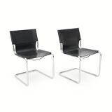 Pair of metal and leather chairs by Carlo Bartoli for T70, 1970s.