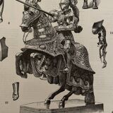 Lithograph engraving on armor and knights of 1897