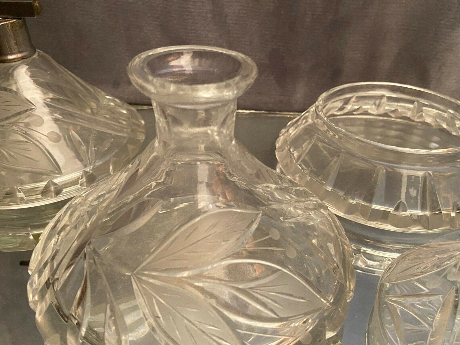 Bohemian crystal set with carved decoration