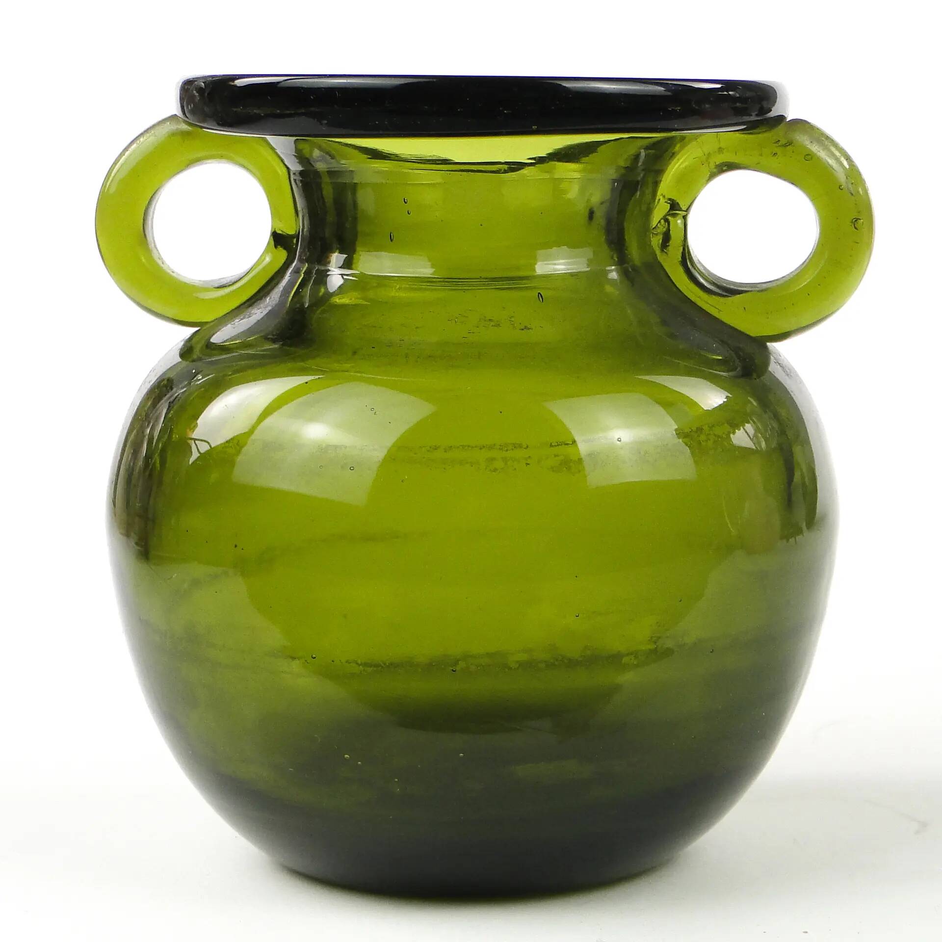 Modernist vase, olive glass, designed by J. Słuczan-Orkusz, Poland, 1970s