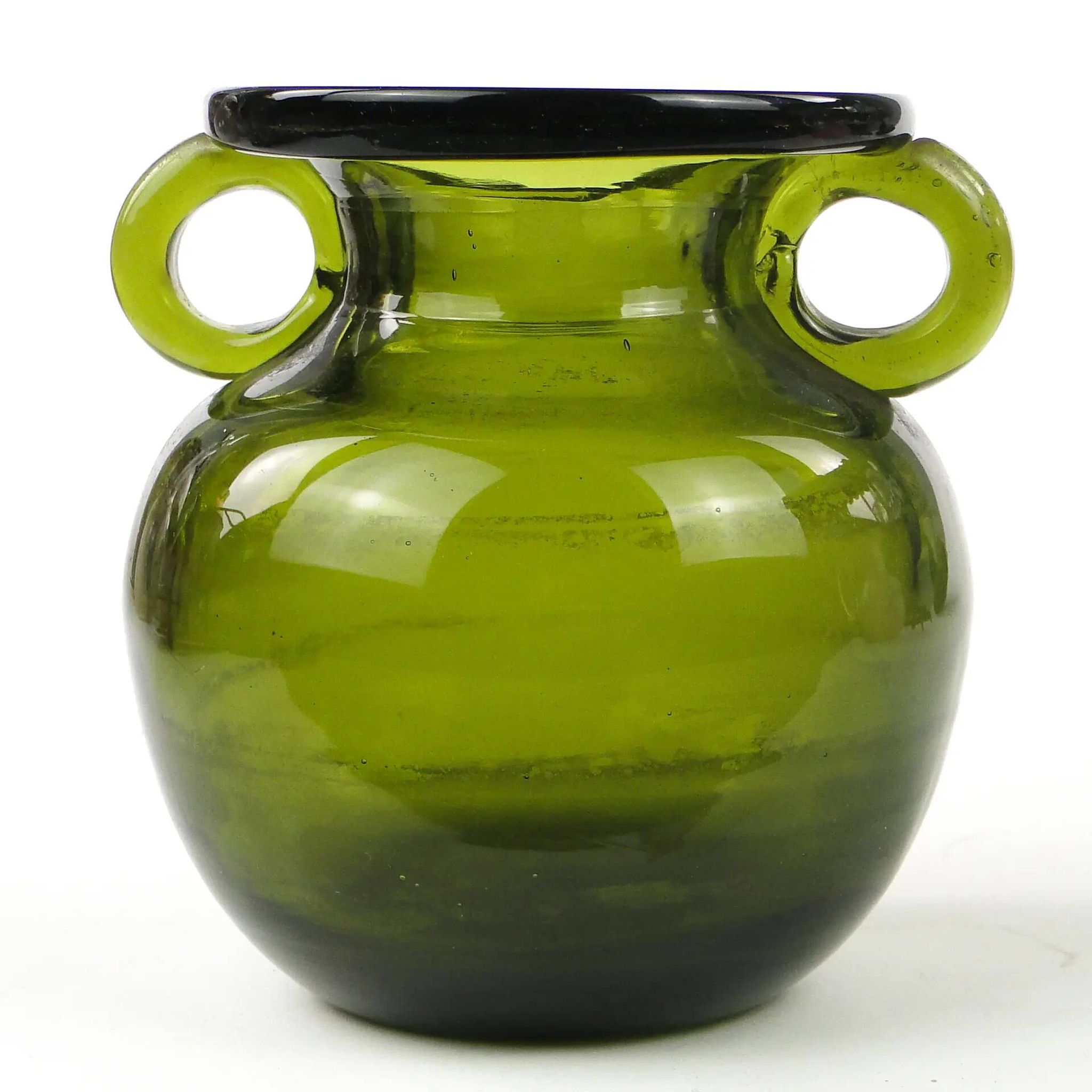 Modernist vase, olive glass, designed by J. Słuczan-Orkusz, Poland, 1970s