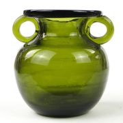 Modernist vase, olive glass, designed by J. Słuczan-Orkusz, Poland, 1970s