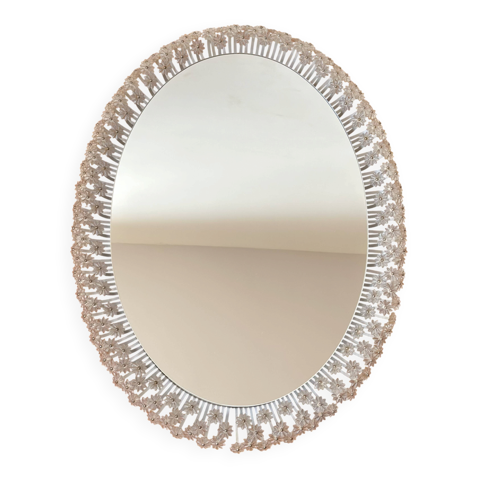 Miroir à fleurs vintage avec éclairage Emil Stejnar Rupert Nikoll