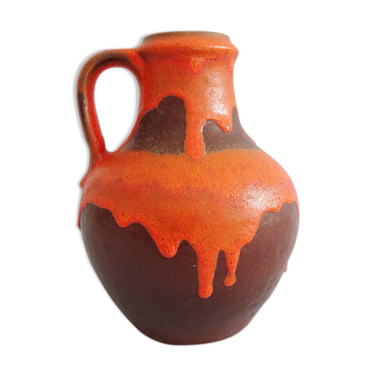 Carstens vase in brown-orange, Mid Century handle vase, Carstens Tönnieshof jug vase