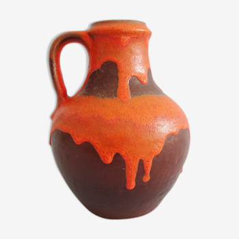 Carstens vase in brown-orange, Mid Century handle vase, Carstens Tönnieshof jug vase