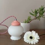 opal white reading lamp, coloured cord, vintage upcycled