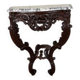 Louis XV style console in carved wood, grey Ardennes marble, 18th century