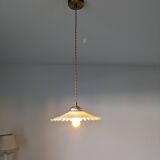 Vintage pendant light in serrated opaline