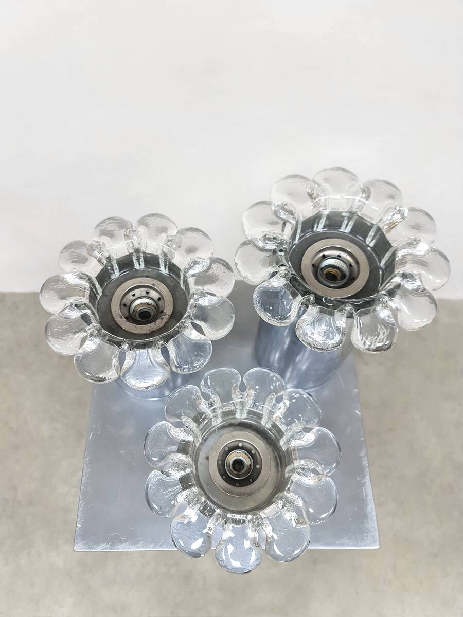 Vintage chrome and glass flower wall sconces