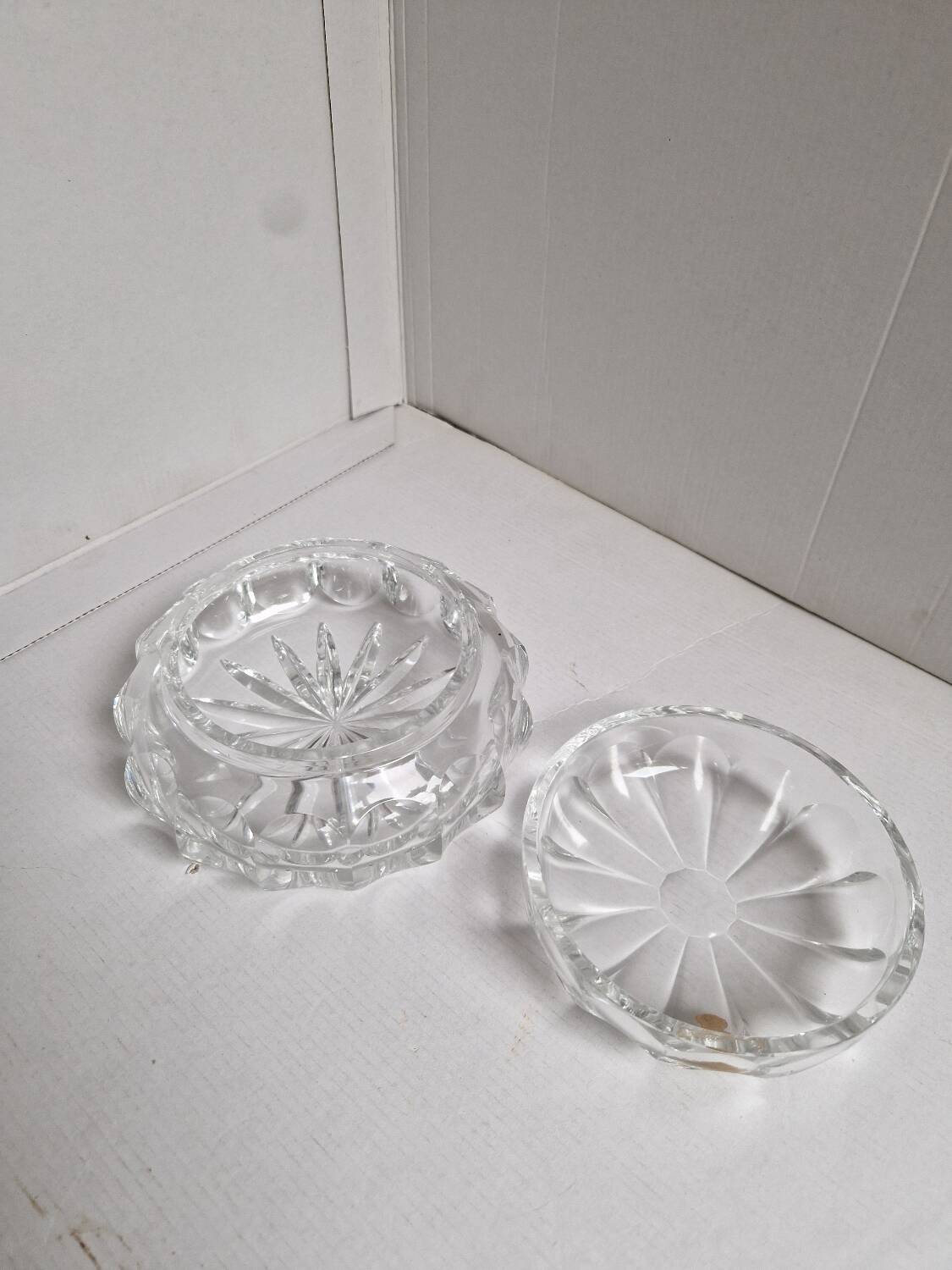 Old vintage decorative chiseled crystal candy box