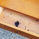 Vintage bedside table of the 50s in blond oak bobbin feet