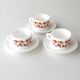 3 coffee cups and under cups arcopal - vintage orange flower model
