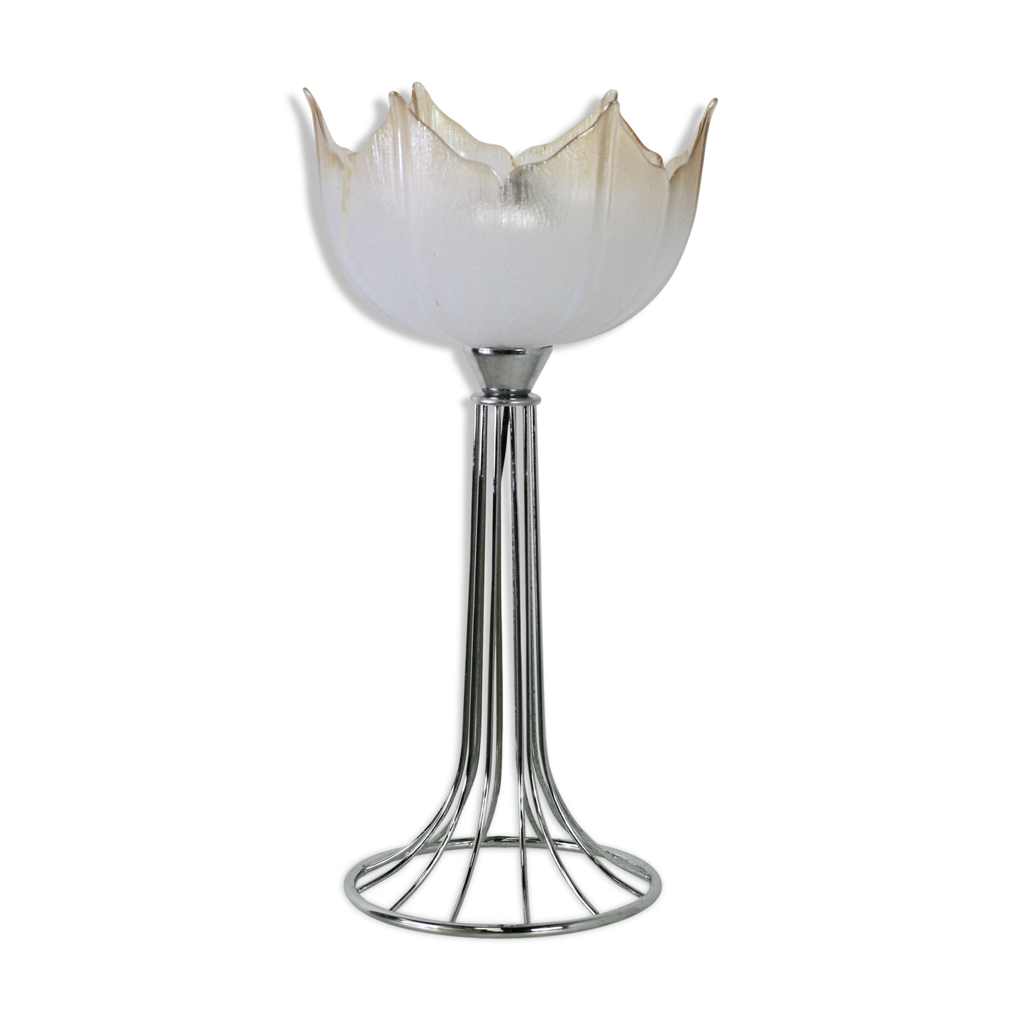 Lamp "space age". glass reflector, metal base. Circa 1970