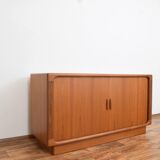 Mid-century danish teak sideboard with tambour doors from dyrlund, 1960s.