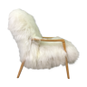 White sheepskin fluffy armchair