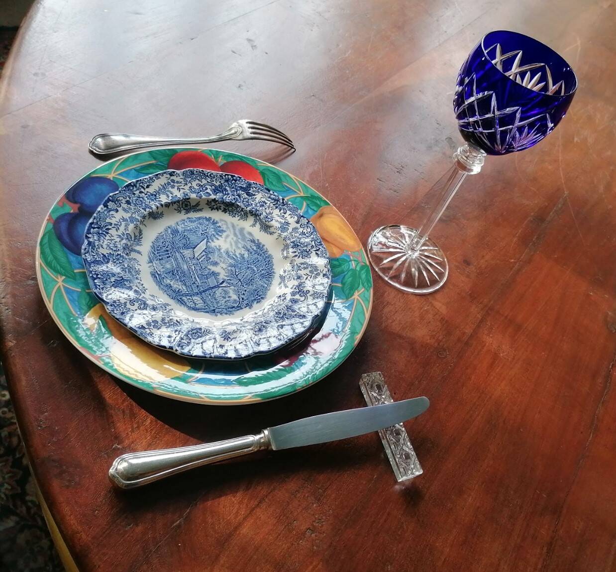 Set of 2 x 12 fine porcelain plates, dinner and dessert plates - Basket