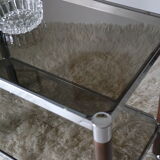 Side table serving chrome wood vintage glass 70
