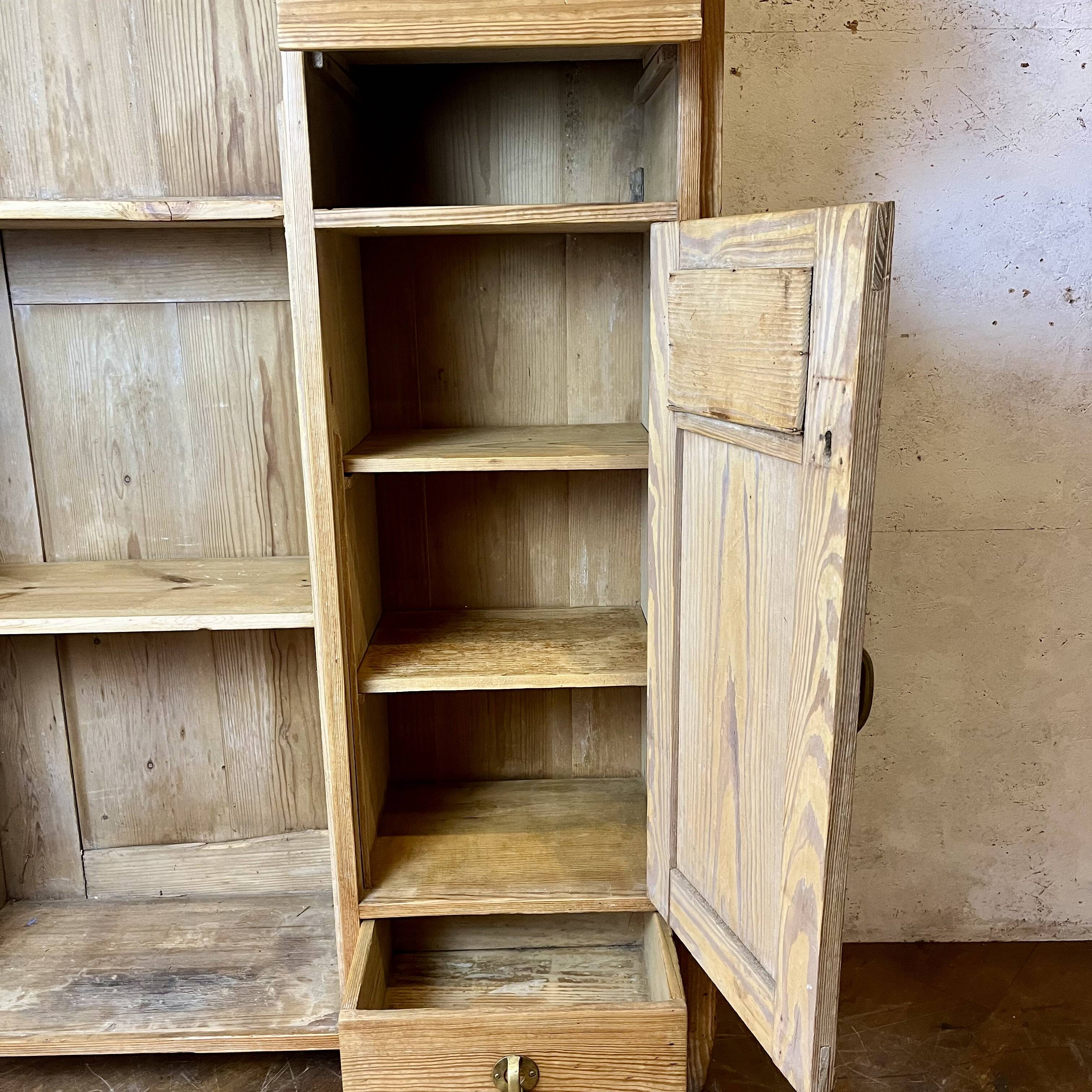 Art Nouveau wardrobe in pine with ceramic tiles, early 20th century.