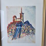 Pastel painting of Notre Dame de la Garde, Marseille. Signed JM (Signature at id)