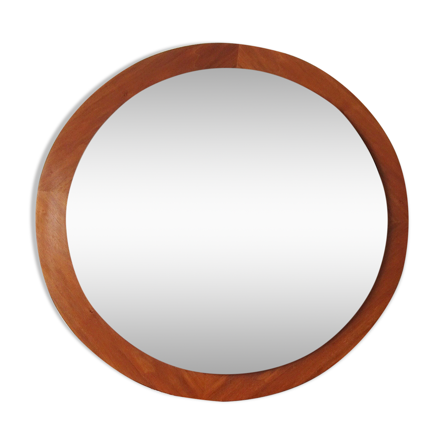 round teak mirror