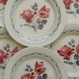 6 assiettes plates en faïence Digoin Sarreguemines, modèle Cannes