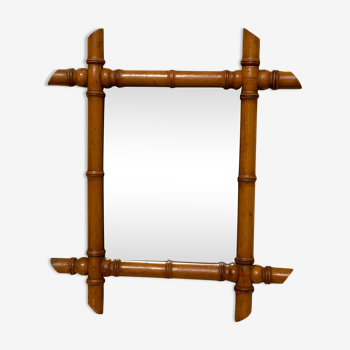 Miroir bambou vintage en bois clair déco bohème