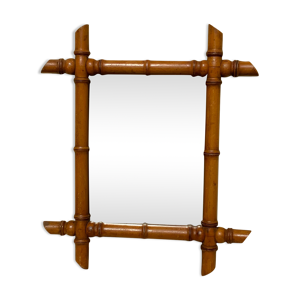 Miroir bambou vintage en bois clair