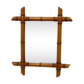 Miroir bambou vintage en bois clair déco bohème