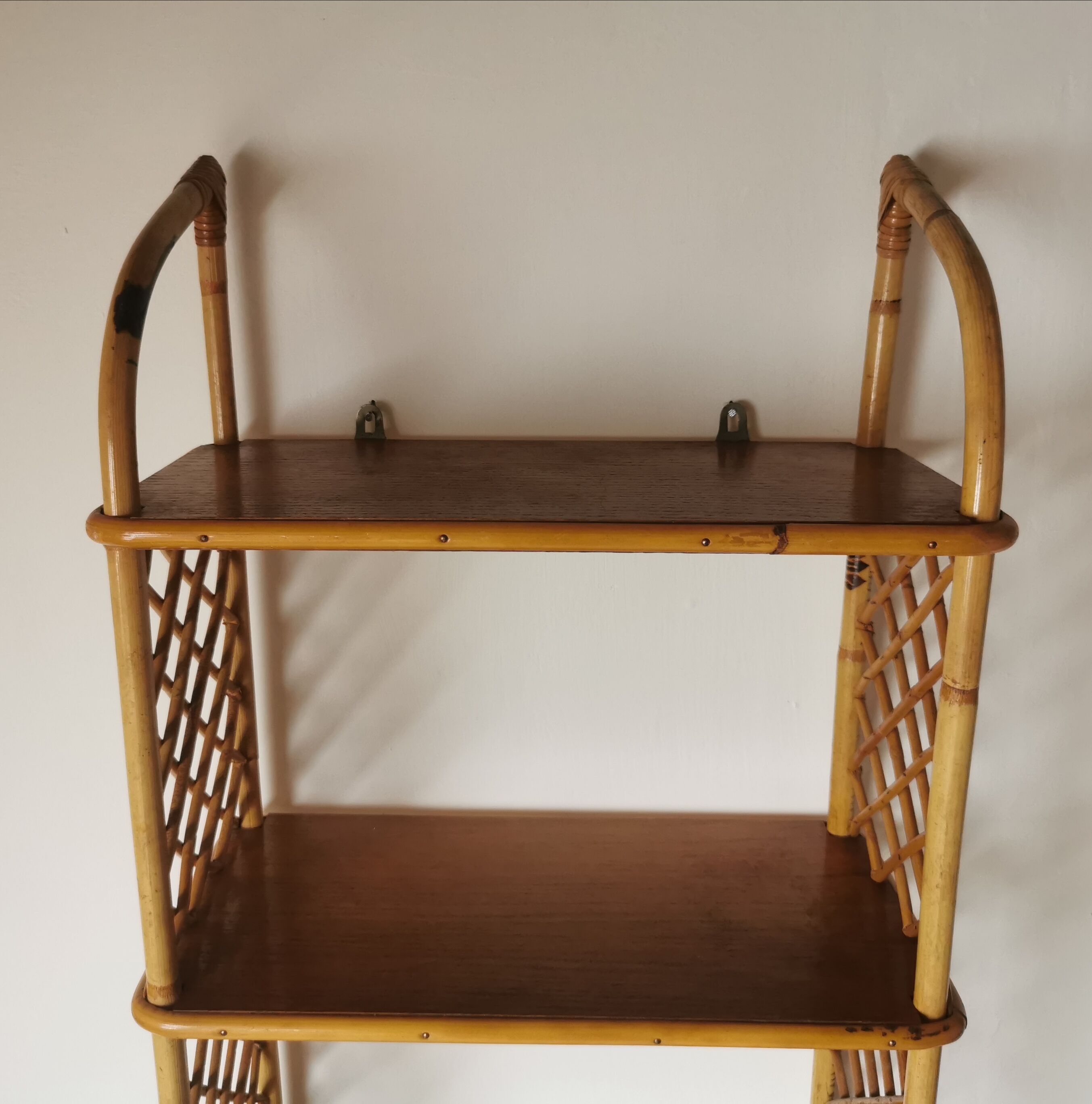 Vintage rattan wall shelf