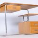Bauhaus Writing Desk in Oak, Chrome-Plated Steel, Germany, 1930s