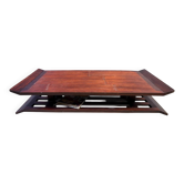 Two-tiered pagoda Wabi Sabi style coffee table in wood and bamboo, 1970s
