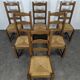 Set of 6 rustic oak straw chairs