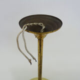 Suspension globe jaune granité, liseré doré abat jour ancien art déco. Année 50