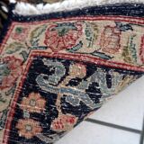 Tapis vintage fait main Tabriz – 48 x 64 cm – Noir & Motif Jardin - 1C971