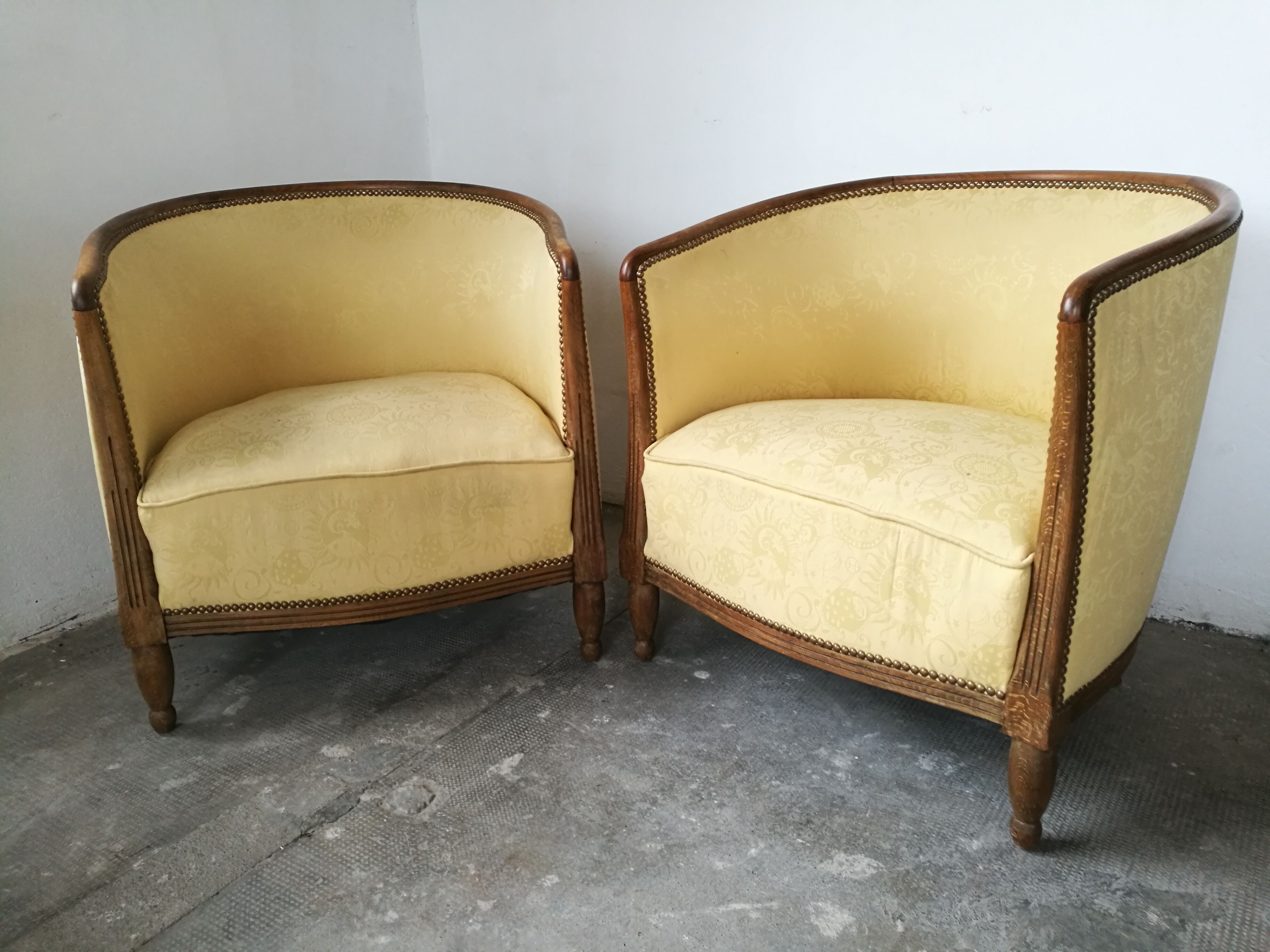 Pair of art deco basket armchairs