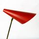 Red Austrian mid-century brass and iron table lamp by J.T. Kalmar