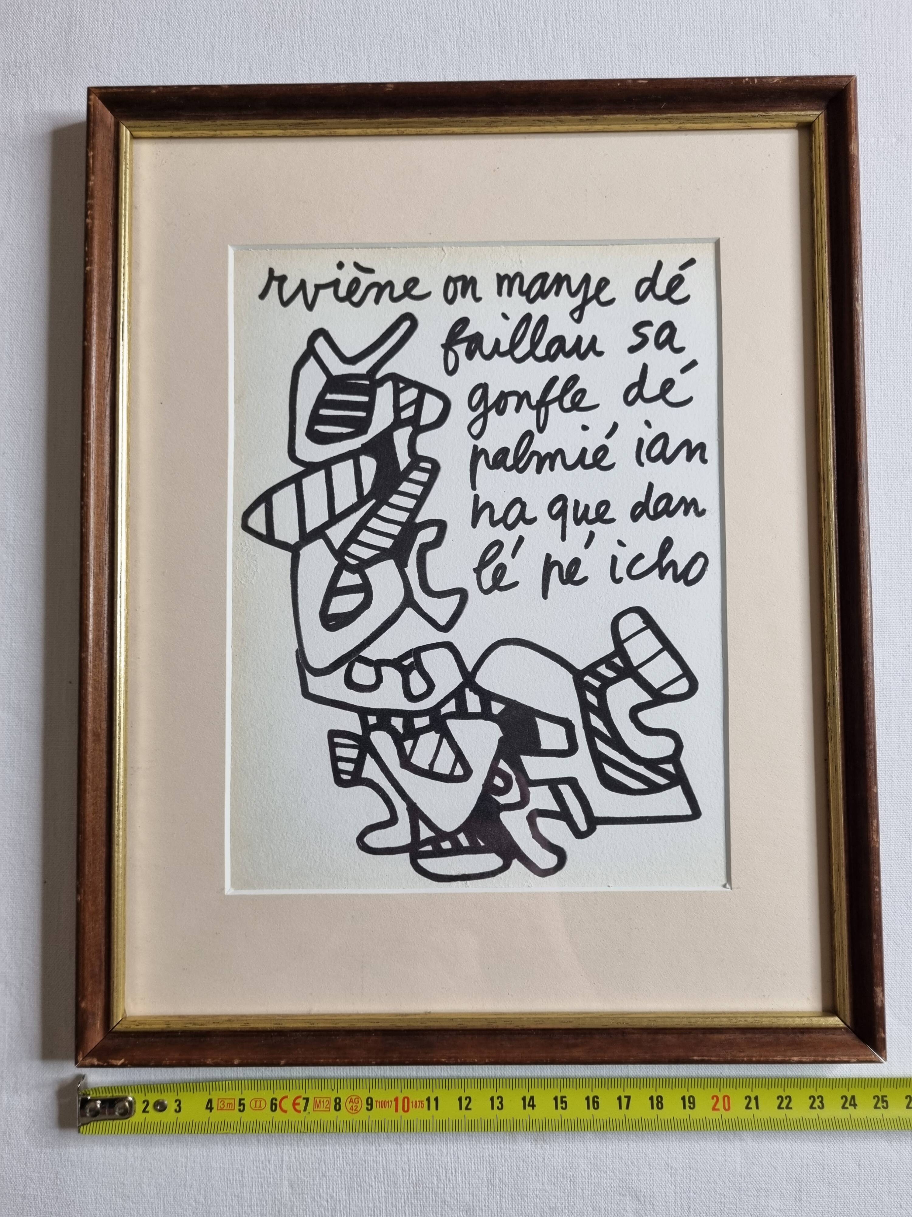 Screenprint after Jean Dubuffet framed under glass 25 cm by 31 cm