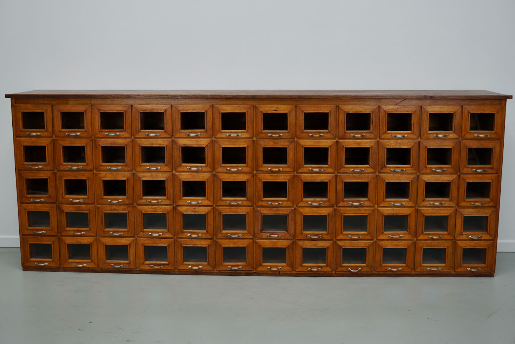 Vintage Dutch Oak Haberdashery Shop Cabinet / Vitrine, 1950s