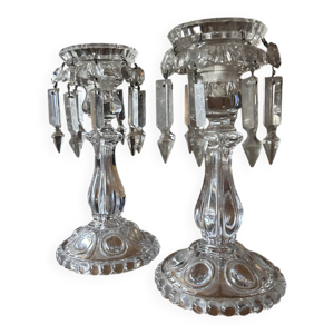 Paire de grands bougeoirs - cristal
