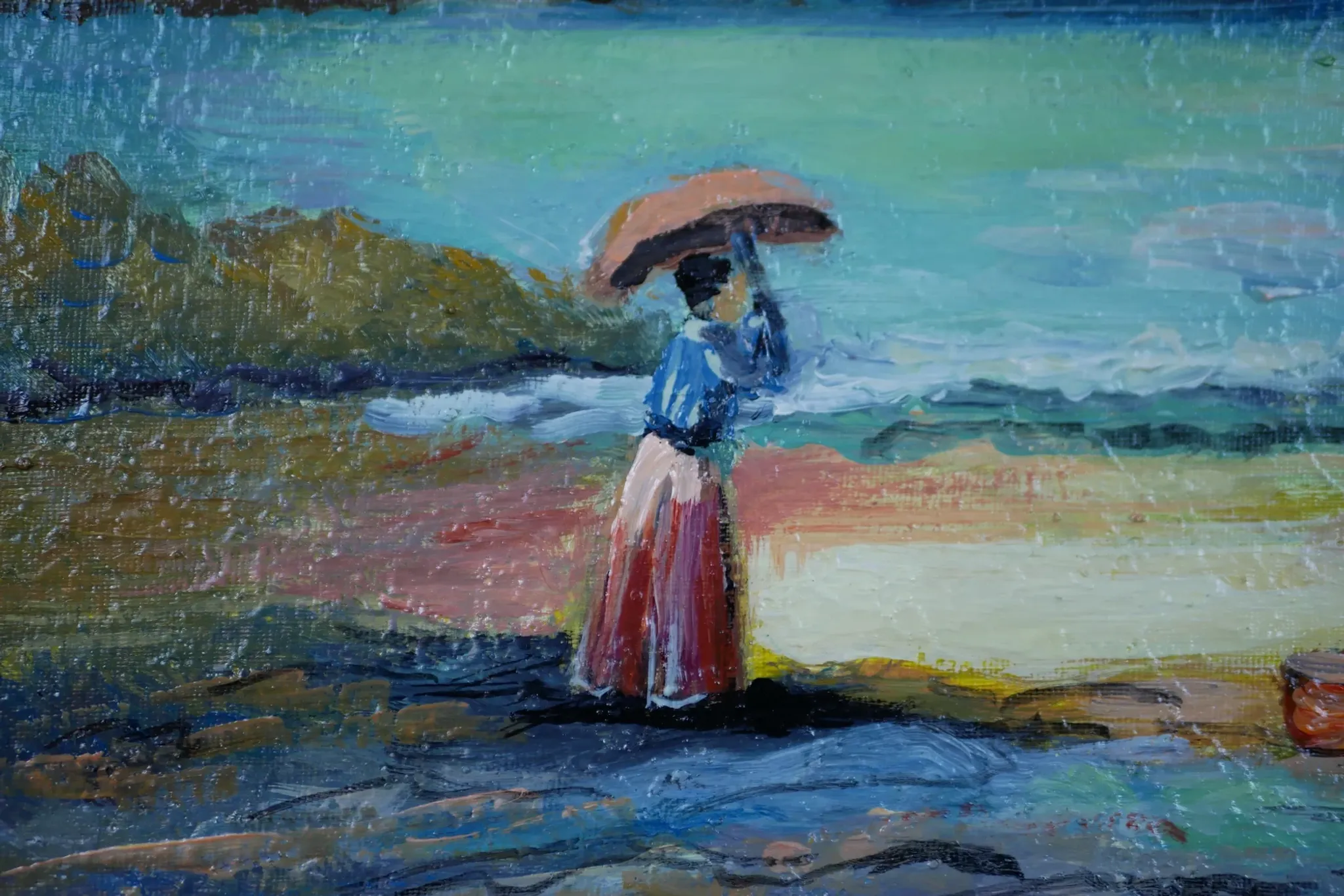 Michel Pabois - By the Sea - Oil on canvas signed.