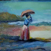 Michel Pabois - By the Sea - Oil on canvas signed.
