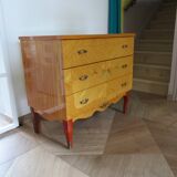 Vintage Louis XV style chest of drawers in citron wood veneer