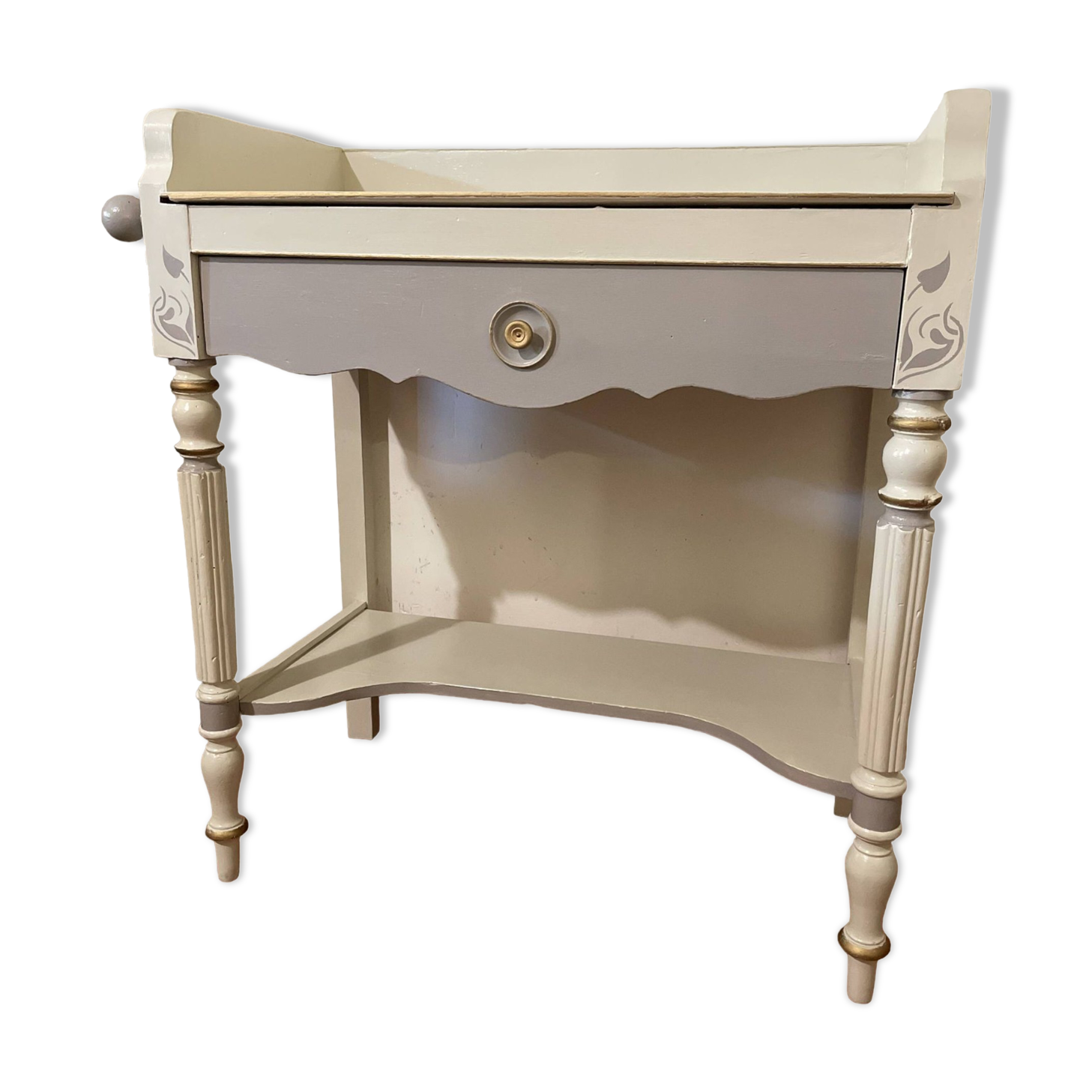 Desserte ou petit bureau beige et taupe