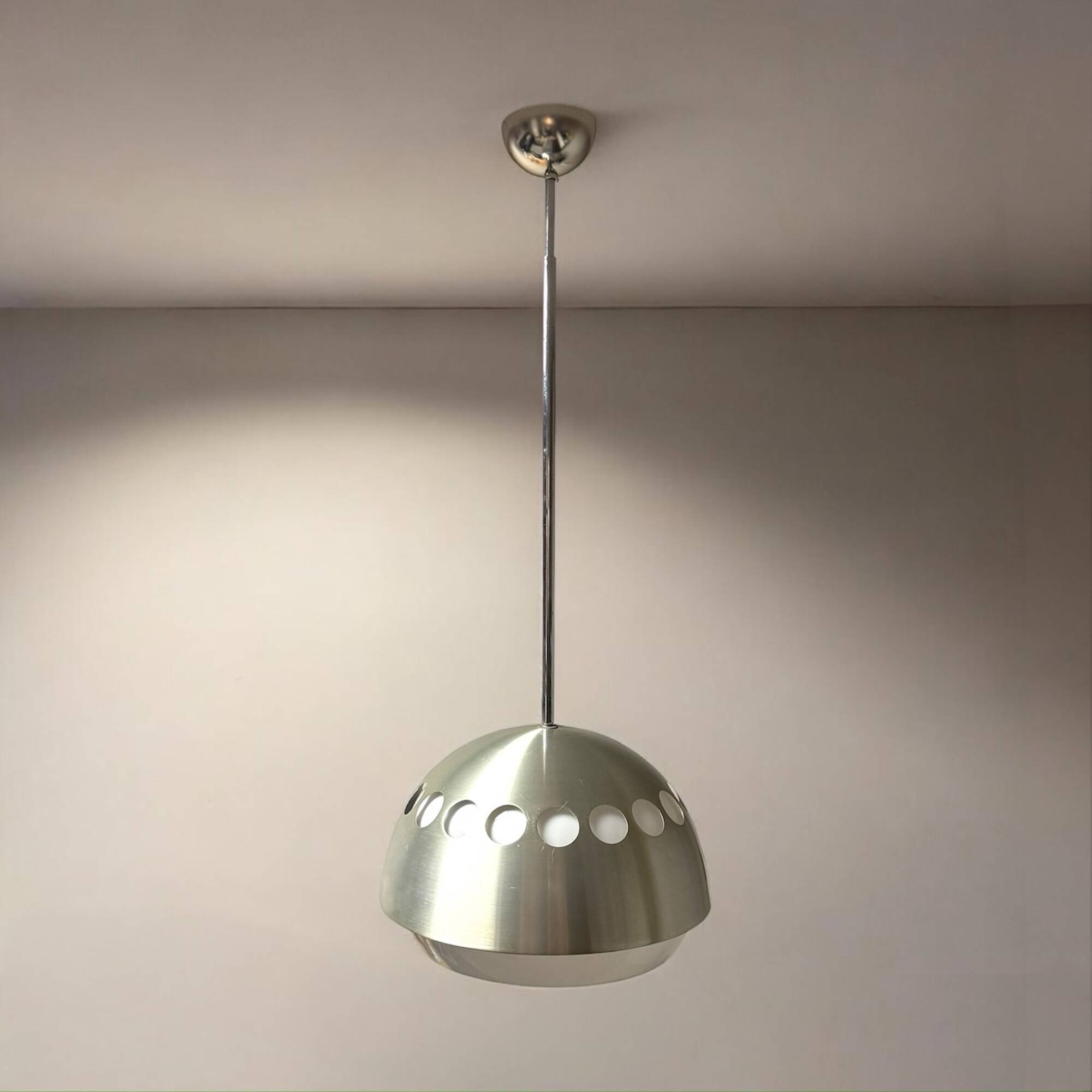 Grande suspension Space Age avec abat-jour en métal et ABS, années 1970